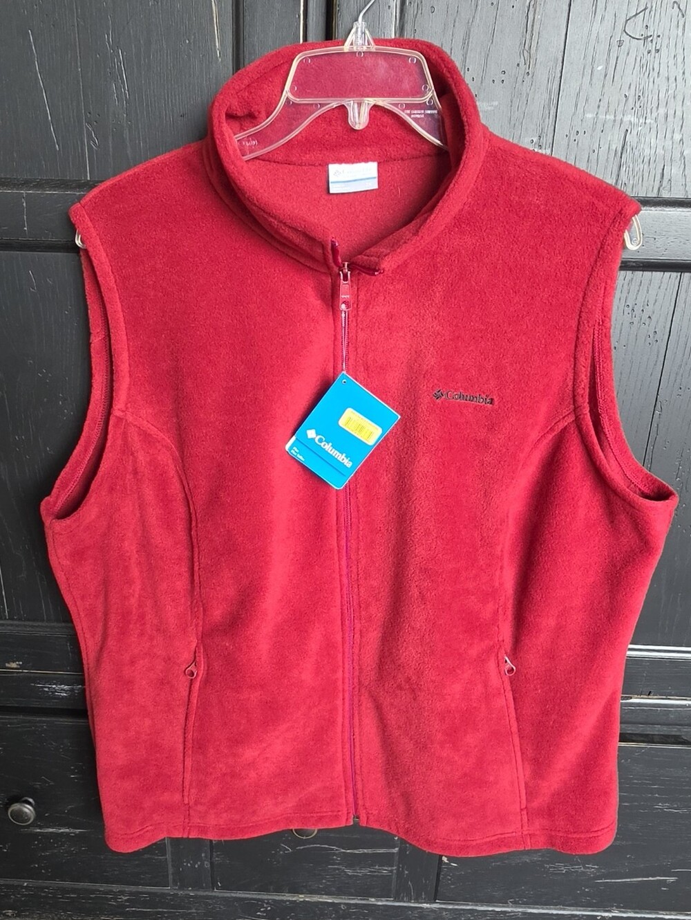NWT 2X Women's Columbia Bright Red Fleece Vest - Full Zip Front With Zip Pockets